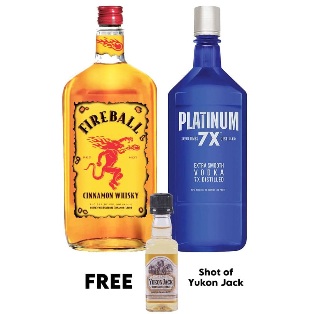 Fireball Cinnamon Whisky X Platinum 7X Vodka Combo Whiskey