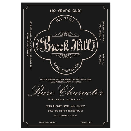 Brook Hill 10 Year Old Straight Rye Whiskey 700ML
