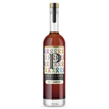 Bottle of Penelope rum with colorful label on a white background