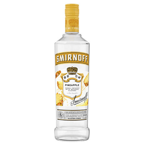 Smirnoff Pineapple-flavored vodka bottle on a white background